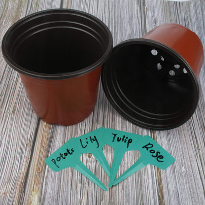 AMAZING TIME 200 Pack 6'Plastic Plant Nursery Pots for Seedling & Cutting, Plant Seed Starting with 50 Pcs Green Plant Labels