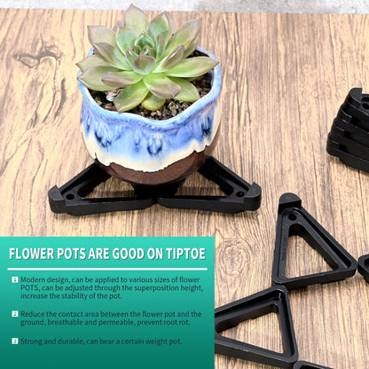 ZUDKSUY 12Pcs Plant Pot Feet, Invisible Elevated Stand for Outdoor Planters, Promotes Airflow & Prevents Moisture, Heavy-Duty Leveling Supports for Potted Plants, Flowers, Garden, Greenhouse, Patio, Deck (Black)