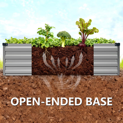 Vengarus 2 Pack 9x3x1FT Galvanized Raised Garden Bed Kit, Outdoor Metal Planter Box for Vegetables, Rectangular Steel Container, Easy Assembly (Silver)