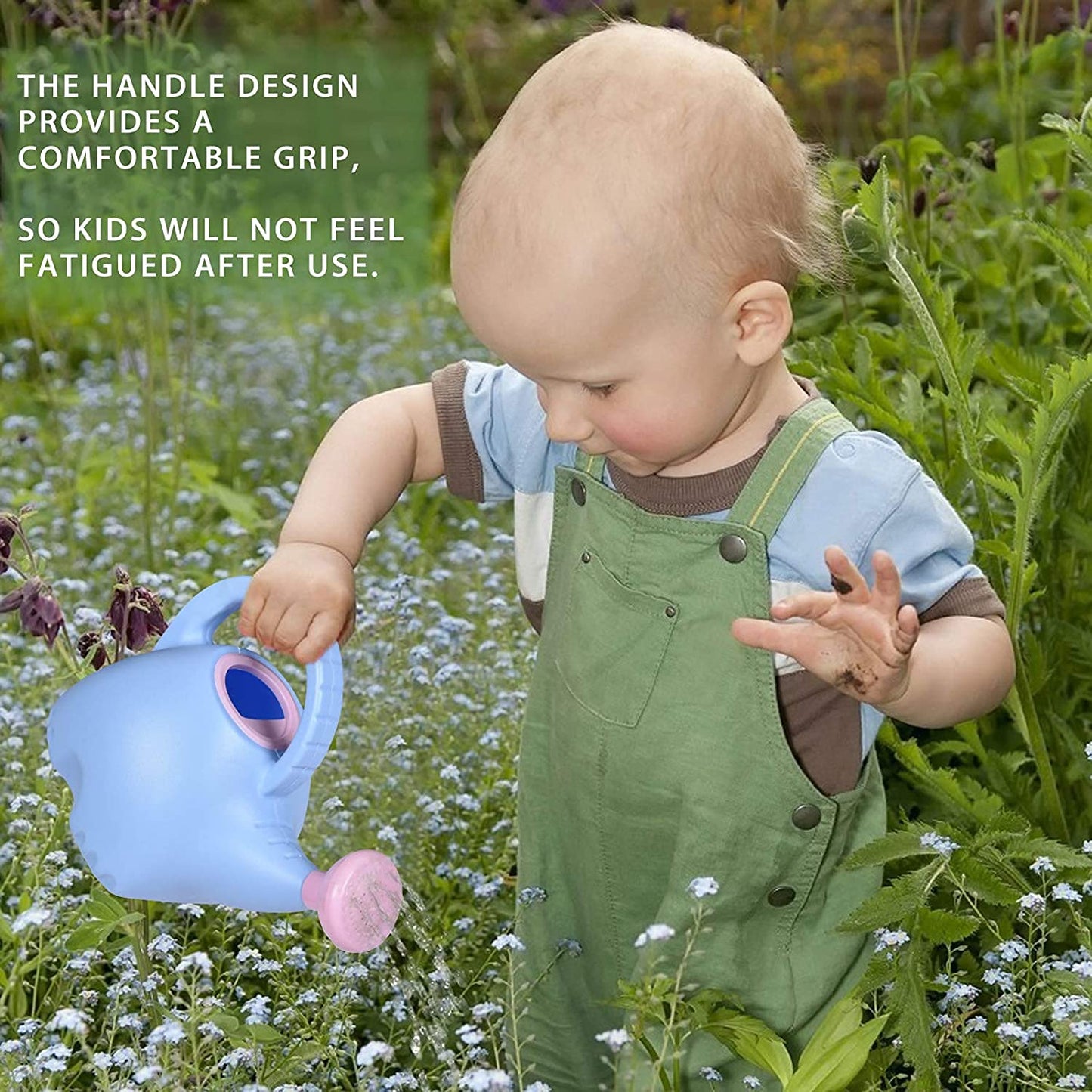 LOYUYU 0.4 Gallon Plastic Watering Can Small Lightweight Cute Indoor Outdoor Garden Plants, Watering Can with Shower Head Elephant: Blue