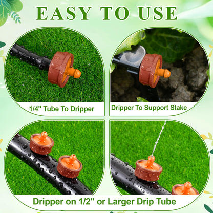 FULAIERGD 200Pcs 3 GPH Pressure Compensating Irrigation Drippers, Watering Spot GPH Dripper Drip Emitters Heads Constant Flow Outlet Heads for 1/4 Inch Irrigation Tubing for Garden Irrigation System