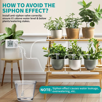 Automatic Watering System for 15 Potted Plants, Automatic DripIrrigation Kit with Adjustable Water Flow, Programmable Water Timer with Dual Power Supply, for Balcony/Garden/Greenhouse Plants