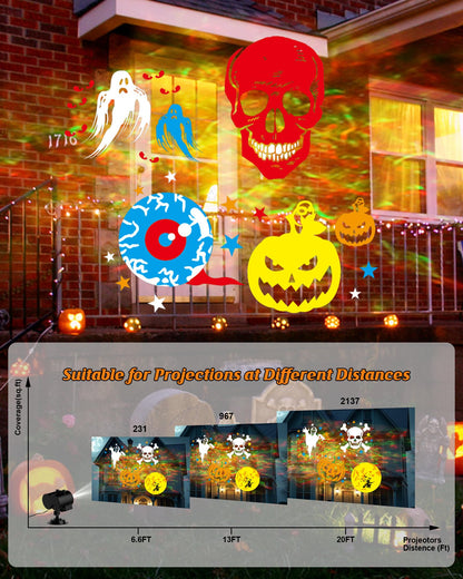 2026 Upgrade Halloween Christmas Projector Lights Outdoor, COOLWUFAN 2-in-1 Holiday Projector Lights Decorations, 30 Bright HD Effects (20 Slides) Projection Light for Xmas Party Garden Yard Decor