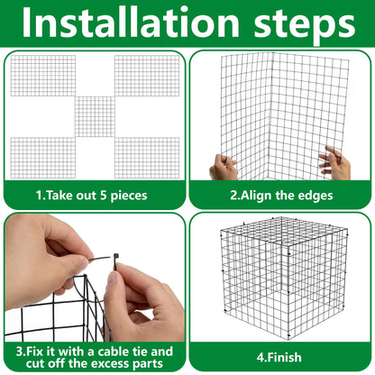 Adnee 7 Pack Wire Plant Protector with Cover-20x12x12 Inch Detachable Square Wire Cages to Prevent Animals-Metal Garden Plant Protector Cages for Protecting Plants Vegetables Flowers
