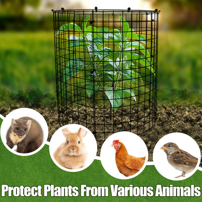 AHIER 10 PCS Chicken Wire Plant Protector from Animals with Covers, Plant Cages for Outdoor Plants to Keep Animals Out Including 30pcs Metal Mesh, Covers, Ground Stakes, Labels, Clip, Ties and Gloves