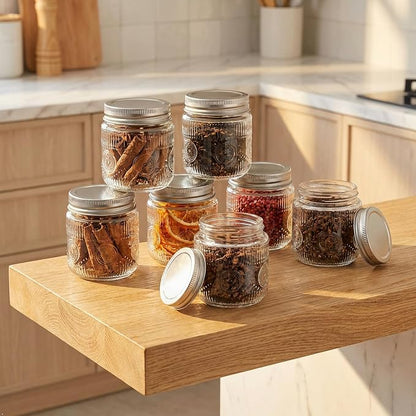 Amzcku 8 oz Vintage Mason Jars with Lids, Regular Mouth Canning Jar, Safe For Storage, Canning, Pickling, Preserving, Fermenting, DIY Crafts & Decor 12 Pack