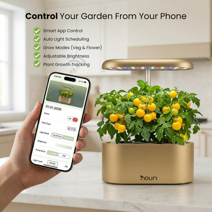 Nouri Hydroponics Growing System, 5 pod APP Smart Indoor Herb Garden Kit with LED Grow Lights, Hydroponic Herb Garden Indoor for Plant Lovers, Gardeners, Kitchen, Basil Seeds Included