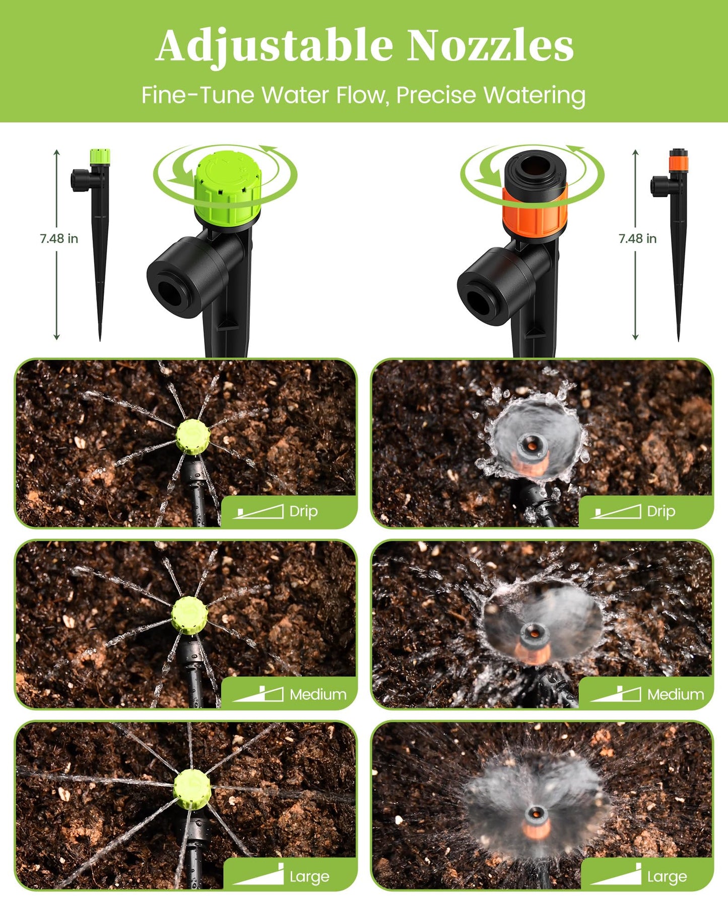 RAINPOINT Drip Irrigation System, Quick-Connect Garden Watering System Kit with Adjustable Emitters for Greenhouse, Garden Grid, Raised Bed, Potted Plant