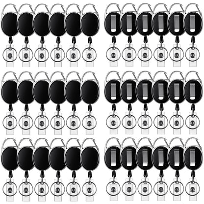 E&EY 50 Pack Badge Retractable Reels Clips Bulk for Name ID Holder, Badge Reel with Belt Clip and Key Ring, Heavy Duty, Keychain for Office Worker Nurse Doctor