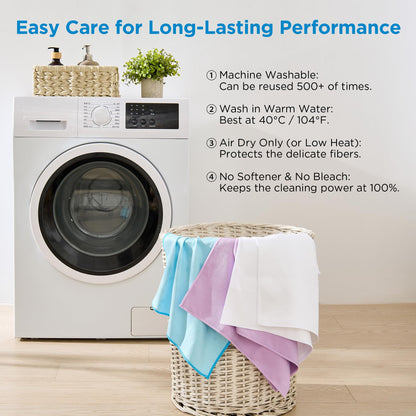 Tekswip Microfiber Glass Cleaning Cloth 6 Pack, 15.5x15.5 Inch Magic Cleaning Rags, Lint Free Streak Free Reusable Towels for Windows, Mirrors, Cars, Screens, Kitchen and Stainless Steel Surface