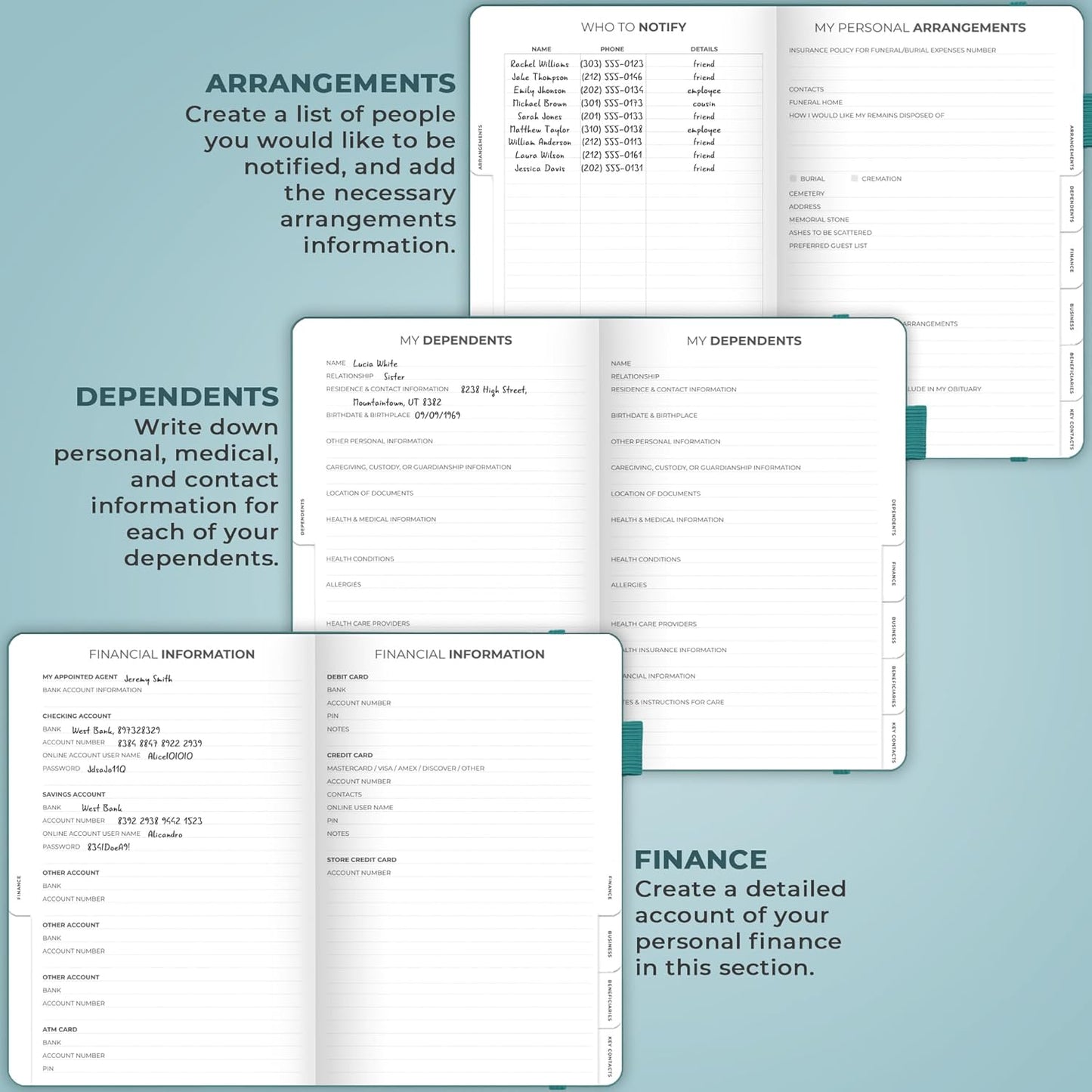 Clever Fox End of Life Planner – Final Arrangements Organizer for Beneficiary, Will Preparation, Last Wishes & Funeral Planning, A5 (Dark Teal)