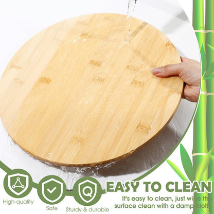 Tanlade 4 Pcs Bamboo Wooden Lazy Susan Organizer Lazy Susan Turntable for Cabinet Non Skid Kitchen Tray Revolving Condiment Spice Rack for Counter Wedding Table Organization Storage Supplies(13 Inch)