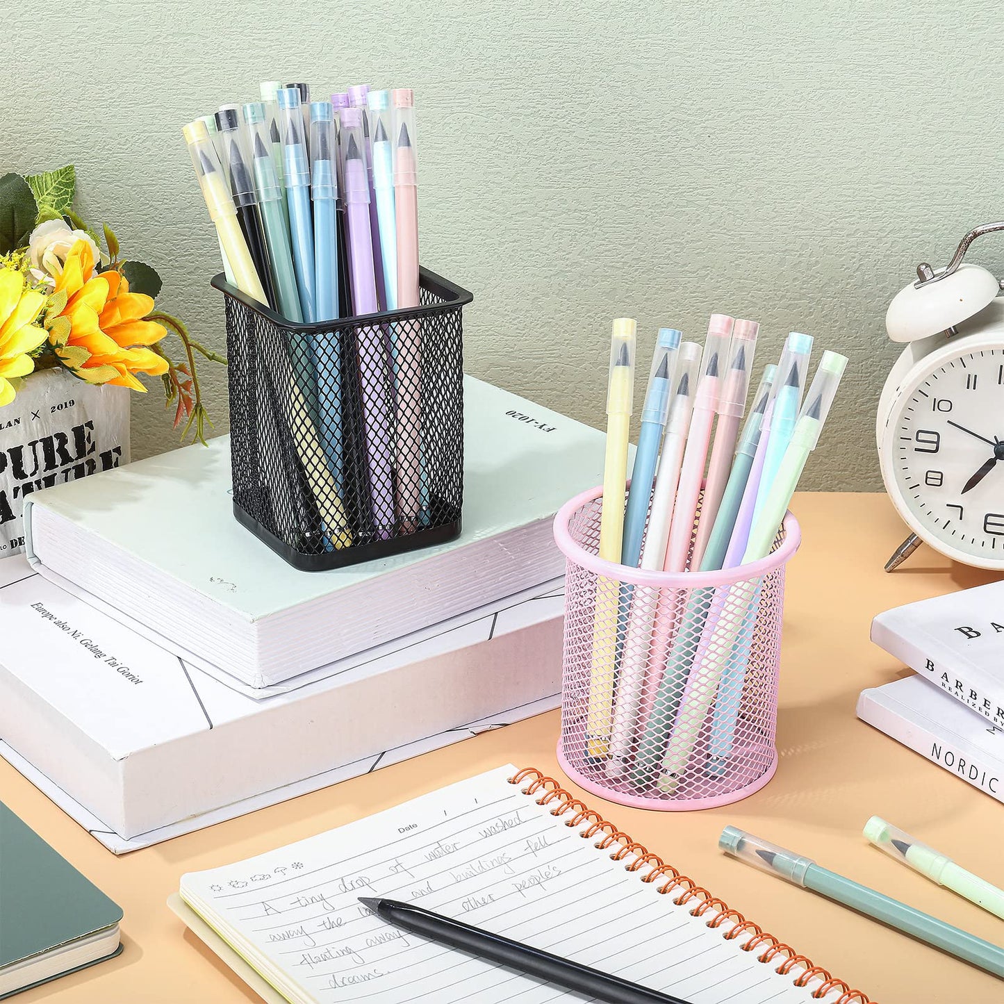 Marsui 40 Pcs Everlasting Pencil for Student Forever Inkless Pencil Eternal with Eraser Aesthetic Reusable First Day of School Writing Drawing Home Office Back to School Student Supplies(Multi Colors)