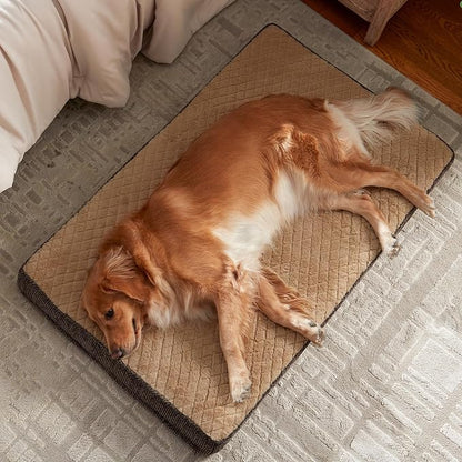 JOEJOY XL Dog Bed for Large Dogs up to 80 lbs, Fits 41" & 42" Crates, Orthopedic Egg Crate Foam Pet Bed with Washable Cover & Waterproof Liner, Non-Slip Bottom (41"x27", Brown)