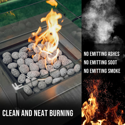 Skyflame Black Natural Tumbled Stones Round Lava Rock Pebbles for Indoor Outdoor Gas Fire Pit | Fireplaces | Garden Landscaping Decoration | Cultivation of Potted Plants | 10 Pounds | 1-2 Inch Size