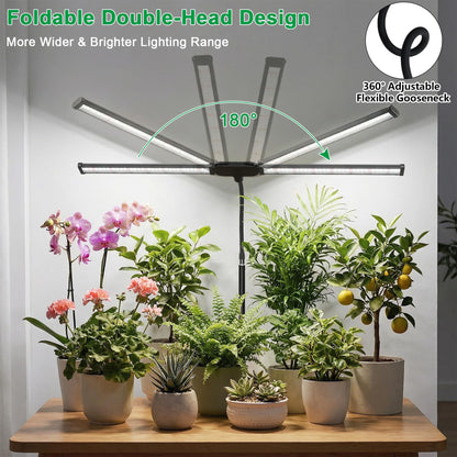 Wotime Grow Light for Indoor Plants,6000K White Sun Spectrum Growing Light Lamp with Red Blue LED for Pot Succulents Seeds, Light Strip Foldable & Height Extendable 9-25'', Auto Timer 4 8 12Hrs