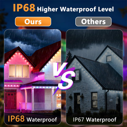 Permanent Outdoor Lights Pro, 150ft with 90 RGB+IC LED Lights for House, 75 Scene Modes,IP68 Waterproof Eave lights Compatible with Alexa, Google Assistant for Halloween Christmas Outdoor Daily Decor
