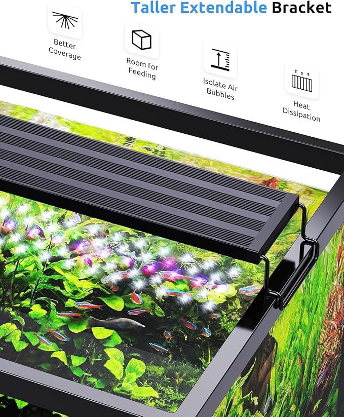 SEAOURA Aquarium LED Light for 30-36in Freshwater Tank, Full Spectrum Aquarium Light for Plant Growth, 6H/8H/12H Timer, WRB 3 Channel Customizable, 10 Brightness & 11 Colors, Adjustable Bracket