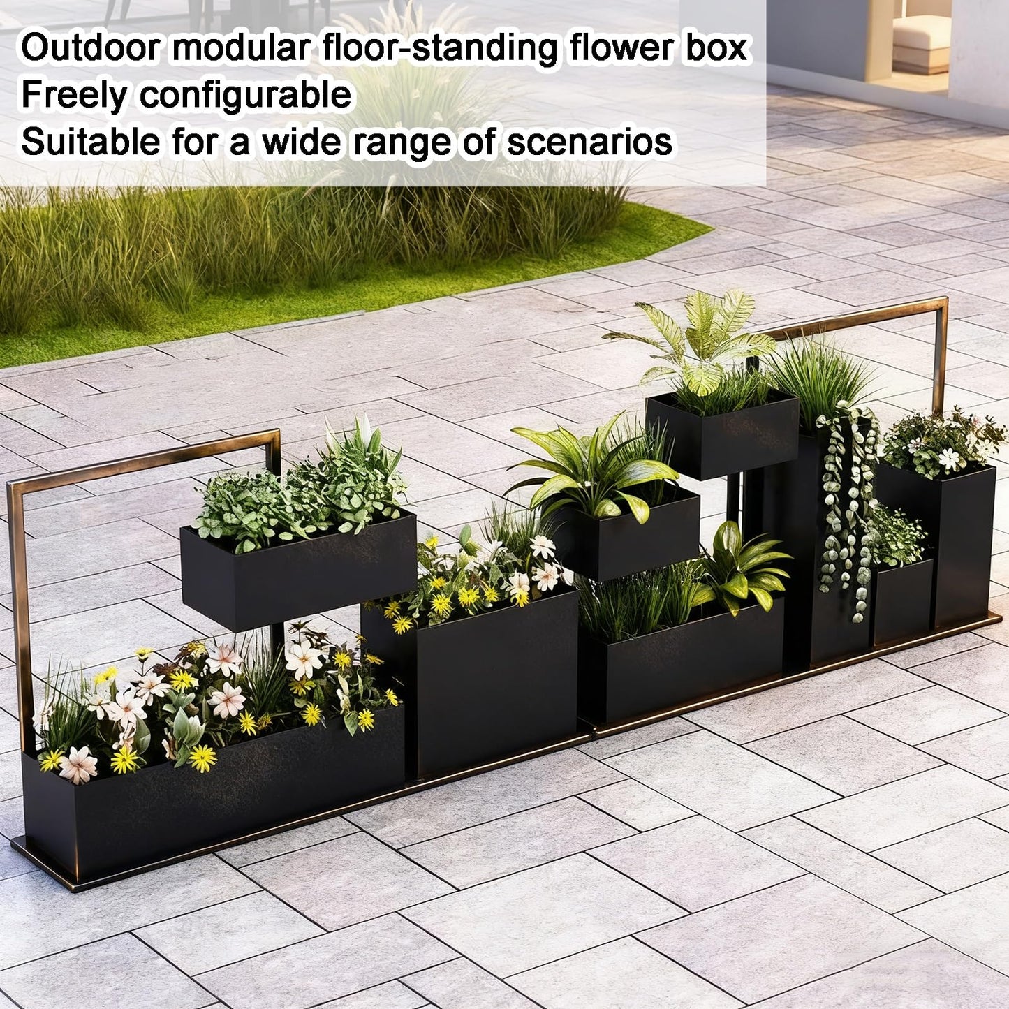 YJEUZCD Metal Large Planter Box, Outdoor Indoor Tall Long Flower Box Partition, Commercial Patio Porch Garden Partition Divider(80x80cm/31.4x31.4in)