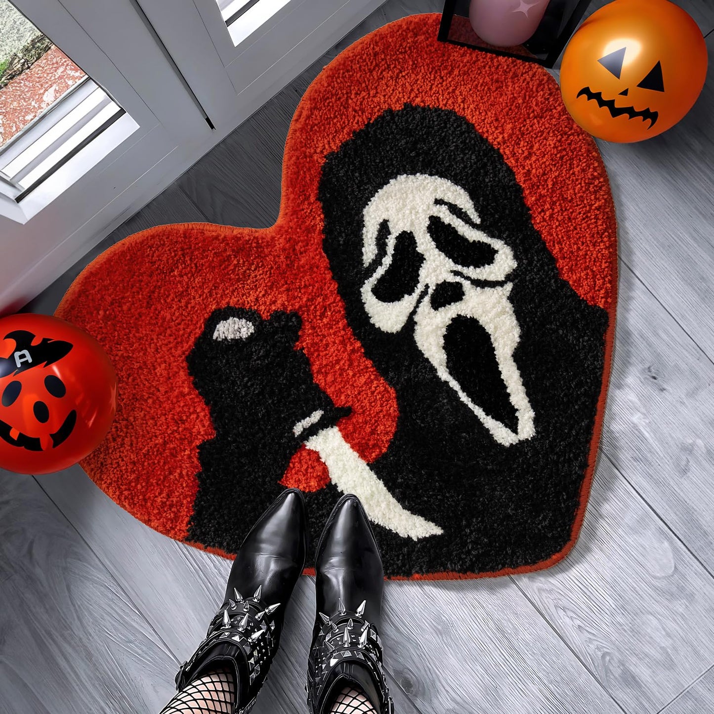 TANVILL Bathroom Rugs Black Red Orange Bath Mat Non Slip, Christmas Home Decor, Funny Skull Halloween Bath Rugs Washable Absorbent Spooky Gifts