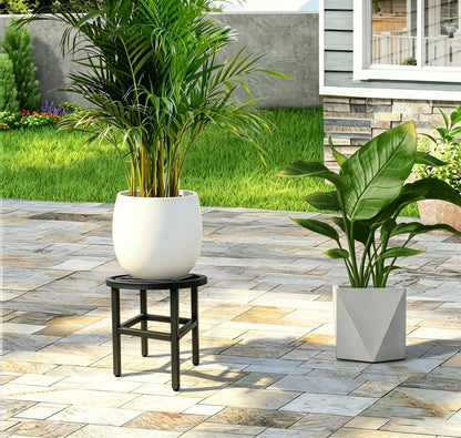 Hongsane Plant Stand Indoor Outdoor,13" Round Metal Plant Stands Riser,Heavy Duty Wrought Iron Pedestal Holders for Large Flower Pot,Outside Rust-Proof Black Flower Display Shelf for Patio,2-Pack