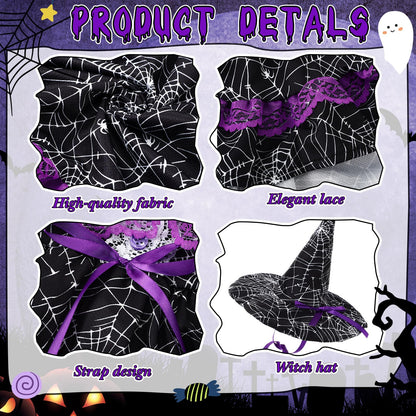 SilTriangle Halloween Witch Goose Outfit Set for 23'' Plastic Lawn Porch Goose Statue Clothes Witch Fancy Dress with Pumpkin Basket Halloween Costume for Outdoor Patio Yard Lawn Art Decor