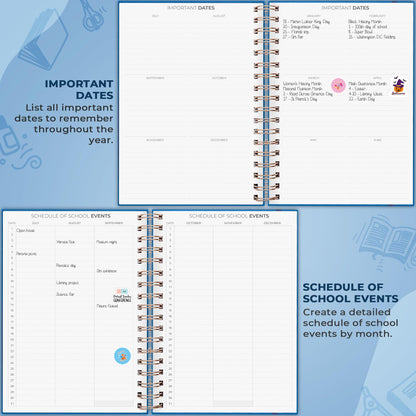 Clever Fox Teacher Planner Spiral – School Year Planner with Calendars & Lesson Plans – Teacher Plan Book for Classroom & Homeschool Organization - Undated, 7.9x10″ (Mystic Blue)