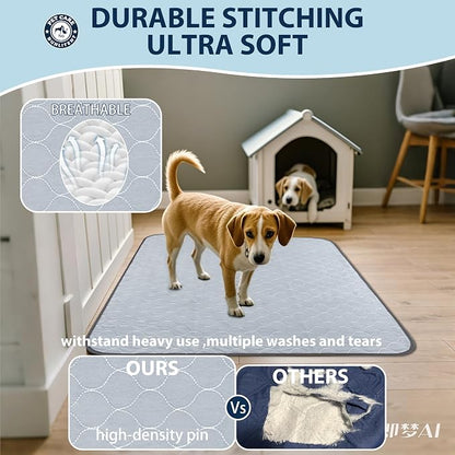 Washable Pee Pads for Dogs, Reusable Puppy Pads 48x48, 3 Pack, White Grey | Reusable, Fast Absorbent, Waterproof, Non-Slip, For Whelping, Training, Incontinence & Potty, For Dog Playpen, Crate, Car