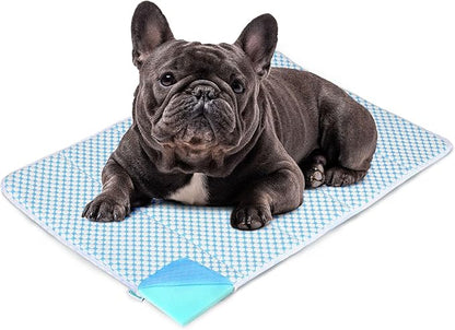 Cooling Dog Mat Q-Max>0.5 - Rapid Cooling Tech, Thin Breathable Crate Pad, Portable Washable Summer Mat, Chill Soothing Fabric - 30"x20" Medium Dog, Blue
