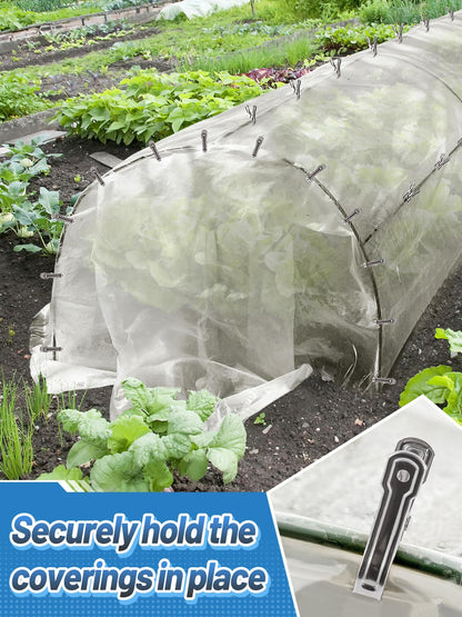 100Pcs Stainless Steel Garden Cilps - Large Open Metal Clamps for Greenhouse Hoops, 2" Fix Plant Cover Shade Cloth Netting Tarp, Tight Grip Weatherproof Gardening Supplies
