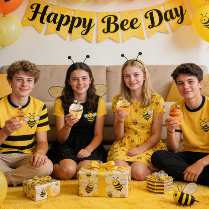Glavatrix Bee Cupcake Liners, 200PCS Honey Bee Paper Baking Cups Yellow Muffin Cupcake Wrappers for Happy Bee Day Baby Shower Gender Reveal Spring Summer Garden Birthday Party Cake Dessert Decorations