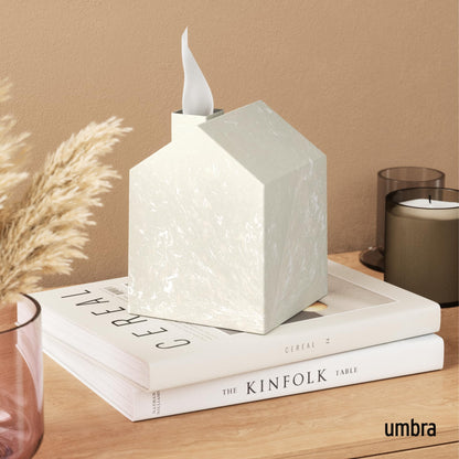 Umbra Casa Tissue Box Cover – Modern House-Shaped Tissue Box Holder for Standard Square Boutique Tissue Boxes, Ocean Plastic, Bathroom & Home Décor, Ocean Sand