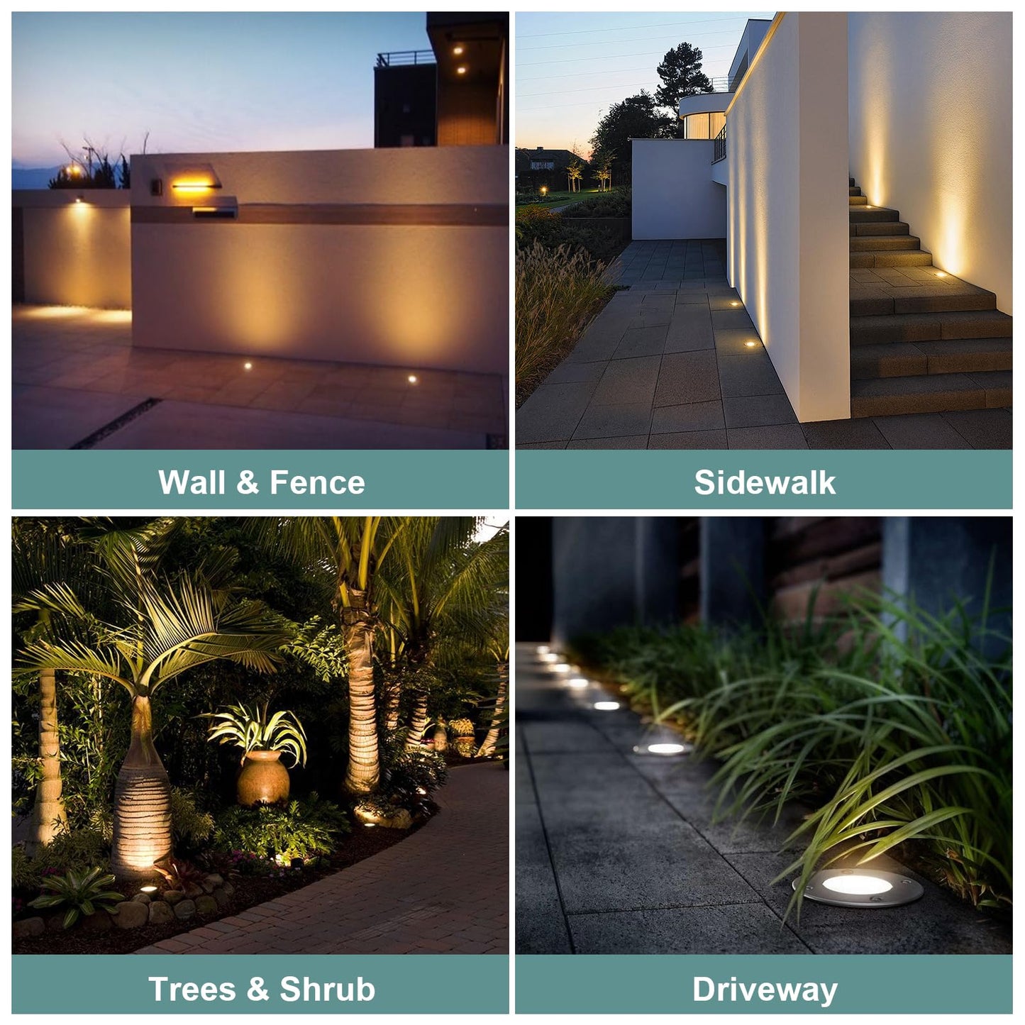Gardencoin Low Voltage Landscape LED Well Lights, 12V in Ground Lights Outdoor IP67 Waterproof, 5" Tall Wired Landscape Up Lighting, Included Replaceable 5W 2700K MR16 Bulb Dimmable, 6 Pack