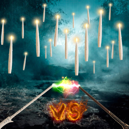 JOIONE Floating Candles with Wand, 12 Pack Hanging Candles with Magic Wand Remote, Battery Powered Floating Candles with Wand, Flameless Magic Hanging Taper Candles for Xmas Halloween Decor, Ivory