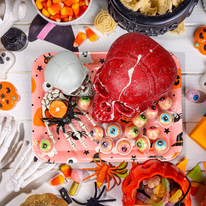 Jingmore 3 Pack Halloween Serving Trays 13 x 10 Inch Reusable Serving Platter Food Tray Halloween Snack Tray Pumpkin Spider Serving Tray Cute Birthday Party Supplies