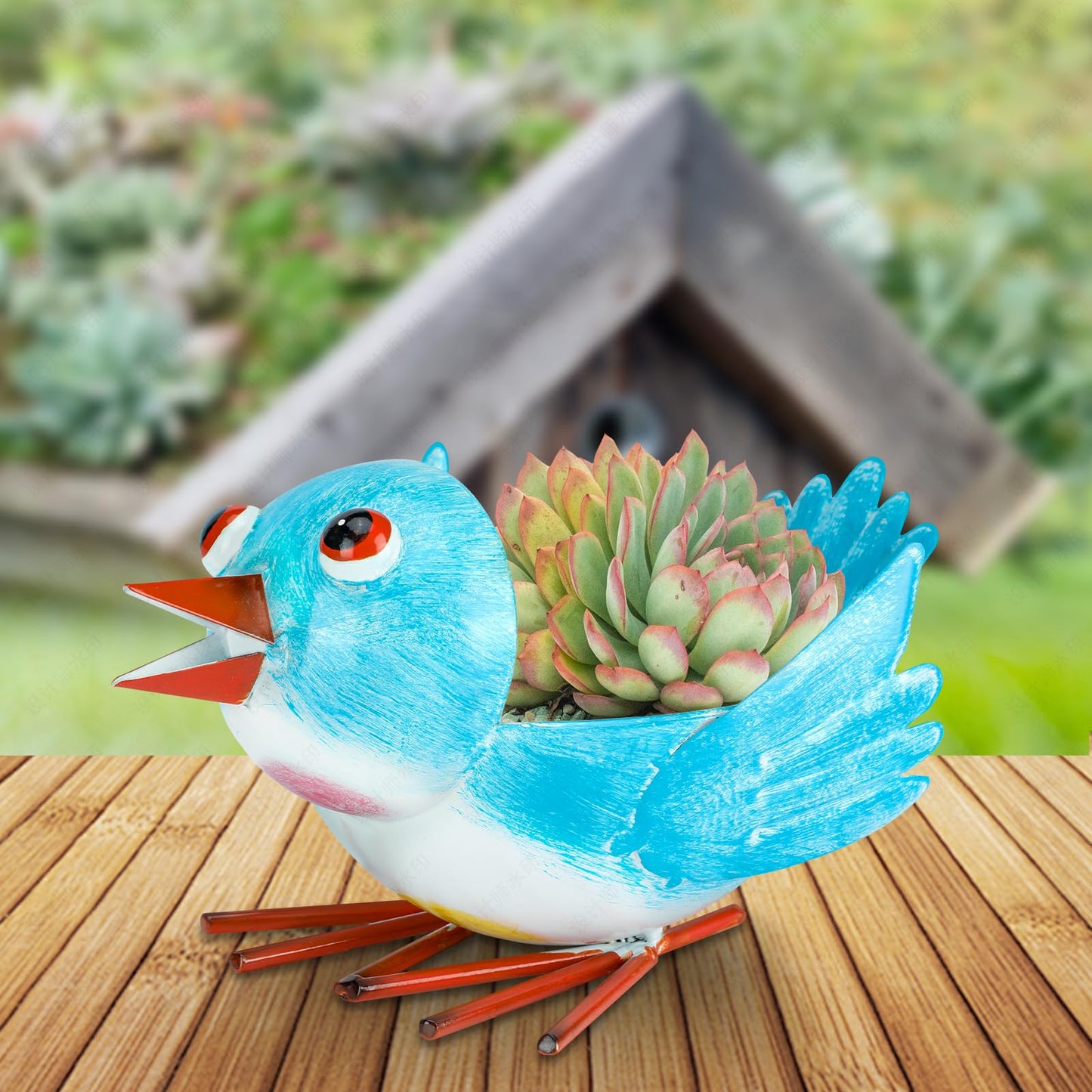 FJJBSD Metal Cute Bird Planter,Fun Garden Flower Succulent Pot Indoor Outdoor Decor .Unique Animal Planter Flower Pots Gift Ideas for Mother and Teacher