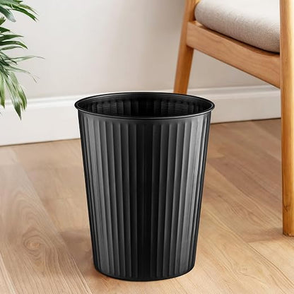 Monarch Abode Metal Bathroom Trash Can – Waste Basket for Bedroom, Office Desk, & Dorm, Handcrafted Ridge Embossed, Durable Decorative Black Small Trash Can Bathroom Garbage Bin Wastebasket