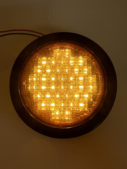 All Star Truck Parts 40 LED Amber Round Tail Lights 4in Model ASA440A2 Waterproof for Trucks Trailers RV Boat