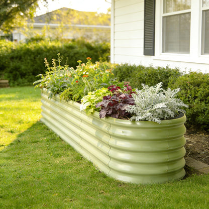 Annoell 6x2x1.5 ft Galvanized Raised Garden Bed, 18" Tall Metal Raised Planters for Outdoor Plants, Vegetables, Herbs, Above Ground Raised Garden Bed Kit for Small Space Gardening - Moss Green