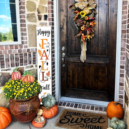 Happy Fall Y'all Wooden Porch Sign 47" Thanksgiving Large Welcome Porch Sign for Pumpkin Sign Autumn Home Front Door Yard Party Decor