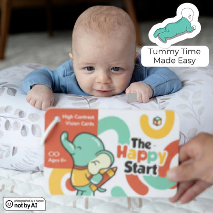 Happy Start High Contrast Baby Cards for Newborns - Black & White Cards, Water-Resistant, BPA-Free, Portable Educational Flashcards for Visual Stimulation, Award-Winning, Ages 0+ (English & Chinese)