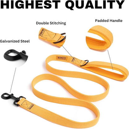 Pawsitive Hemp Leash - 5ft Long, with a Padded Handle for Extra Comfort. Made from Durable, Machine Washable Hemp; Yellow