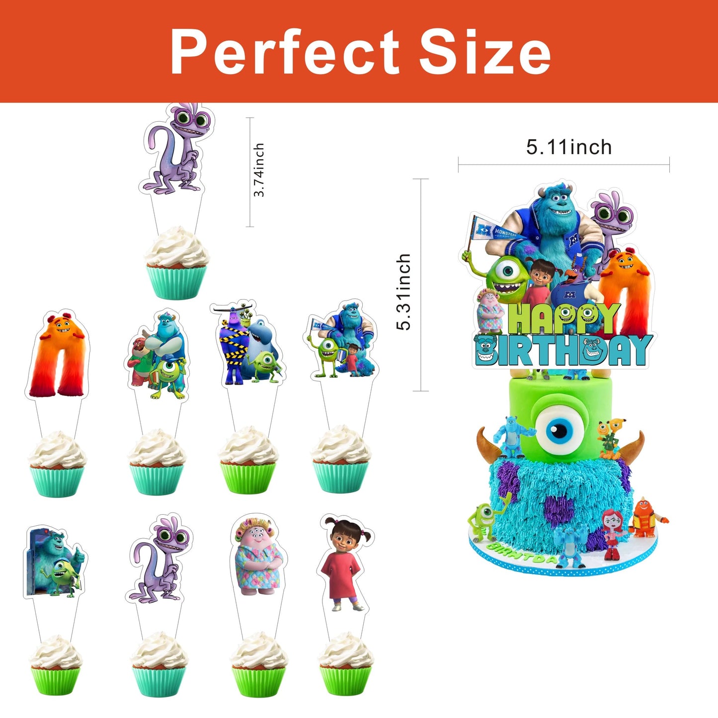 25Pcs Cartoon For Monster Cupcake Toppers,Inspired Cupcake Picks School Wizard Theme Birthday Party Cake Decorations Supplies.