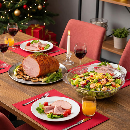 DEAYOU 3 Set 11.8" Chilled Serving Tray for Parties, Round Shrimp Cocktail Serving Dish with Ice Compartment, Ice Serving Bowl Cold Platter for Appetizer, Fruit, Veggie, Salad, Buffet, Keep Food Cold