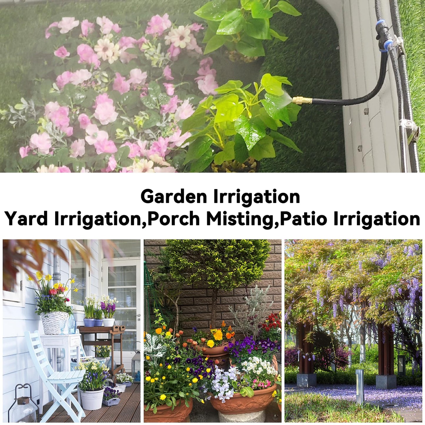 98.4Ft Drip Irrigation System, 360° Bendable Drip Irrigation Kit Automatic Irrigation System for Garden, Adjustable Garden Watering Misting System for Greenhouse, Yard, Lawn, Plant