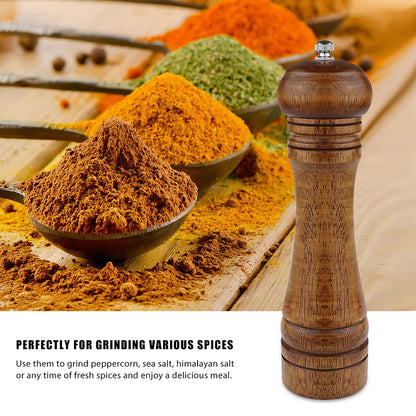 2PCS Salt and Pepper Grinder, Solid Wood Sea Salt and Pepper Shakers, Pepper Mill & Salt Mill With Adjustable Coarseness, Premium Spice Grinder Easy To Use 8 INCH, Ideal Gift for Parents & Friends