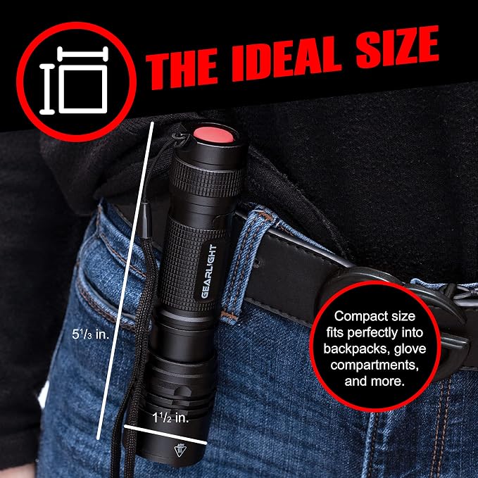 GearLight LED Tactical Flashlights High Lumens - Mini Flashlights for EDC Carry - Compact Powerful Emergency Flashlight Made from Military-Grade Aluminum - Drop Resistant and Water Resistant