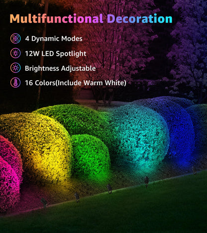 SUNVIE RGBW LED Landscape Spotlight, 12W Color Changing, Remote Control, Waterproof, 1 Pack, Multicolor, Model CHRS1201