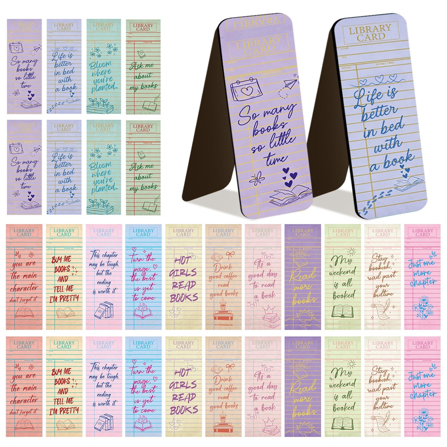 Zaamwoyy 30 Pcs Vintage Library Magnetic Bookmarks, Inspirational Quotes Aesthetic Bookmarks Bulk, Cute Handwritten Book Mark for Women Man Reading Lovers Students Teachers Office Workers Gift