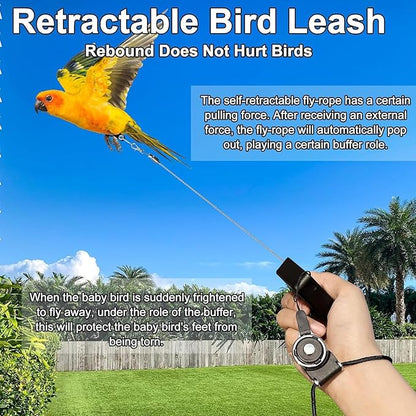 Parrot Leashes - Adjustable Flying Rope, Soft Foot Ring Strap, Lightweight Training Harness | Outdoor Bird Accessory for Parakeet Cockatiel Macaw Conure Parrotlet Lovebird Flights Safety Exercise